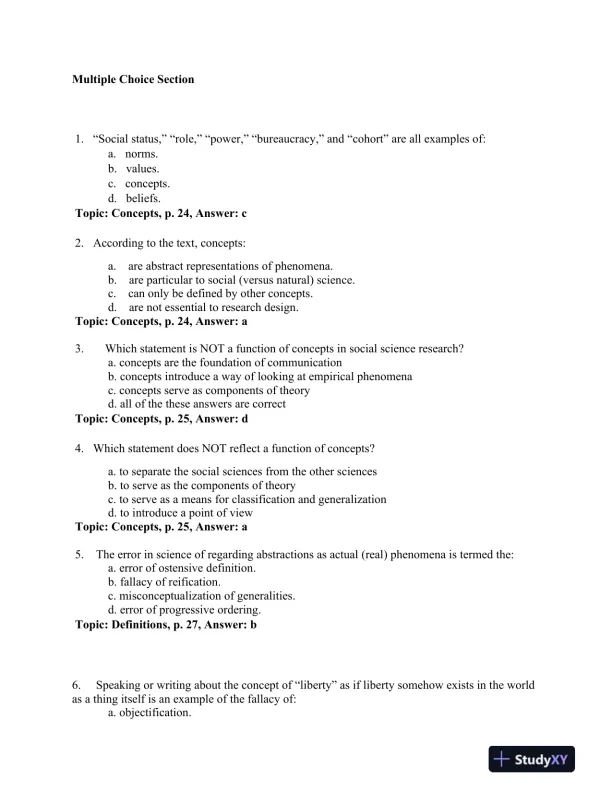 Research Methods in the Social Sciences Eighth Edition Test Bank - Page 13 preview image