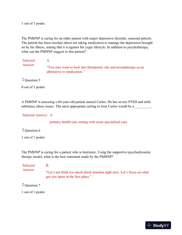NURS6640 Mental Health Final Exam With Answers (75 Solved Questions) - Page 3 preview image