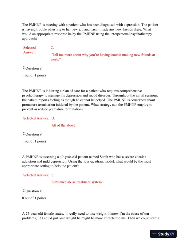 NURS6640 Mental Health Final Exam With Answers (75 Solved Questions) - Page 4 preview image