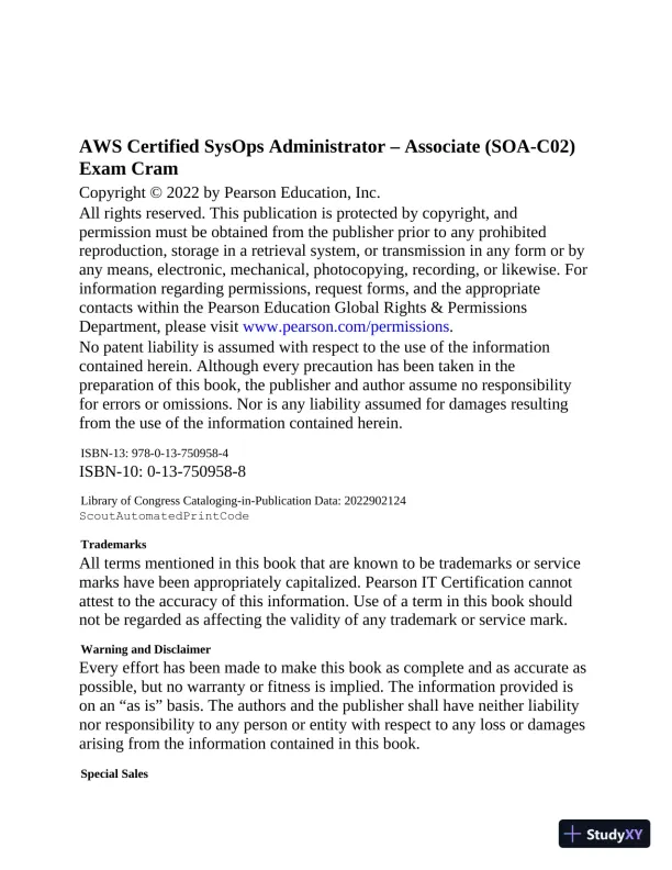 AWS Certified SysOps Administrator - Associate SOA-C02 Exam Cram (2022) - Page 5 preview image