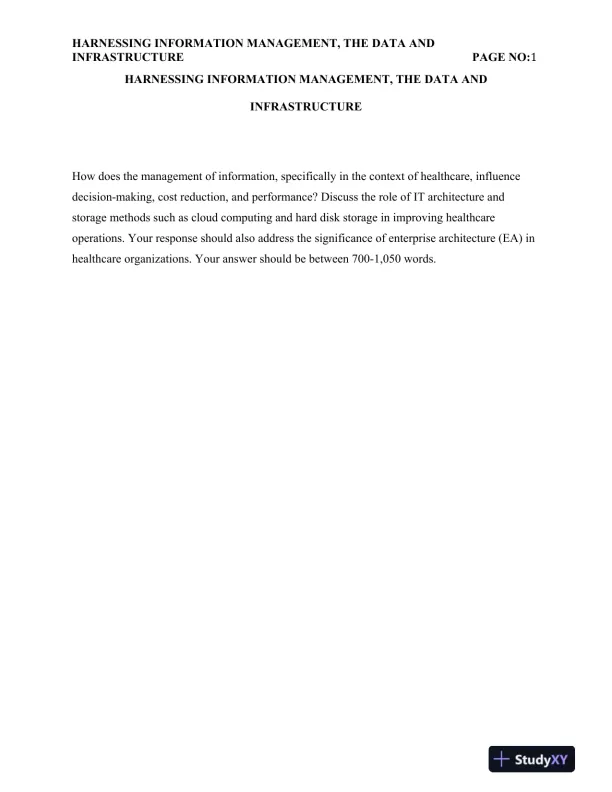 Harnessing Information Management, The Data and Infrastructure - Page 1 preview image