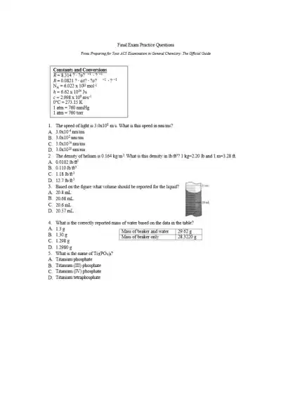 ACS Final Exam Practice Questions - Page 1 preview image