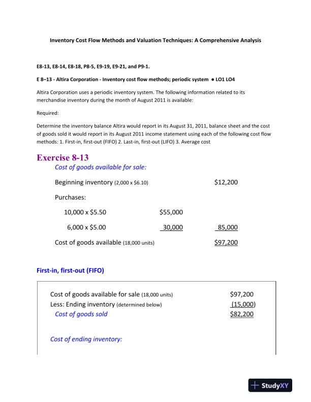Inventory Cost Flow Methods and Valuation Techniques: A Comprehensive Analysis - Page 1 preview image