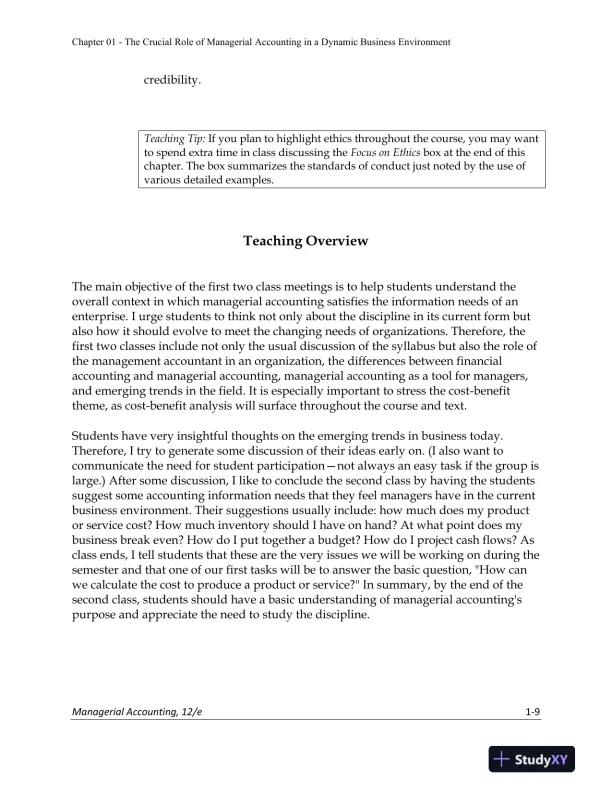 Lecture Notes for Managerial Accounting: Creating Value in a Dynamic Business Environment, 12th Edition - Page 10 preview image