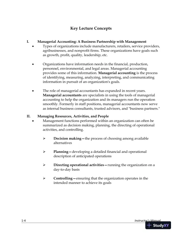 Lecture Notes for Managerial Accounting: Creating Value in a Dynamic Business Environment, 12th Edition - Page 5 preview image