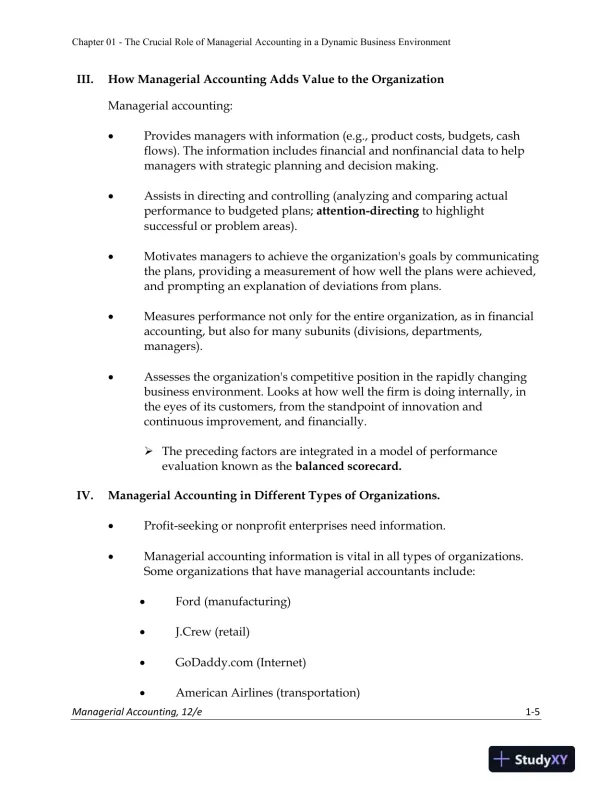Lecture Notes for Managerial Accounting: Creating Value in a Dynamic Business Environment, 12th Edition - Page 6 preview image