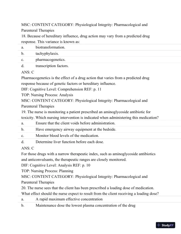 Pharmacology: A Patient-Centered Nursing Process Approach, (Kee, Pharmacology) 8th Edition Test Bank - Page 10 preview image