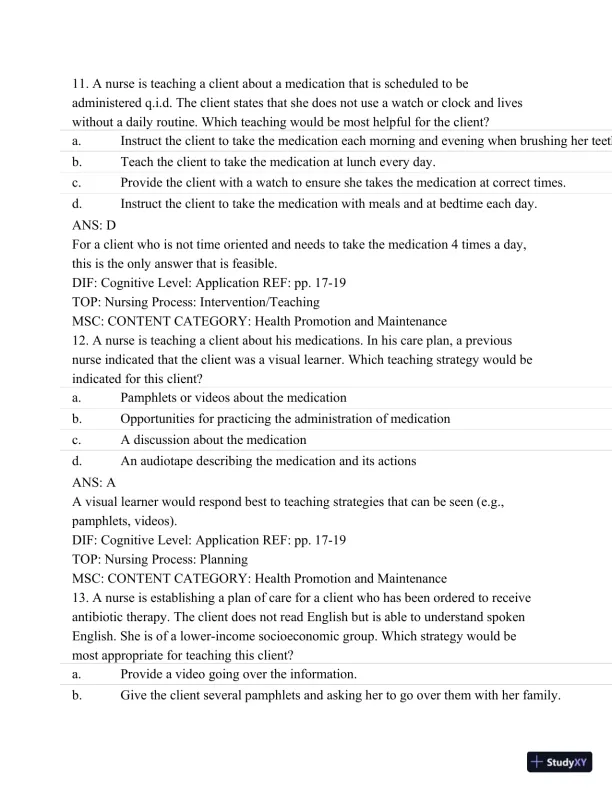 Pharmacology: A Patient-Centered Nursing Process Approach, (Kee, Pharmacology) 8th Edition Test Bank - Page 17 preview image