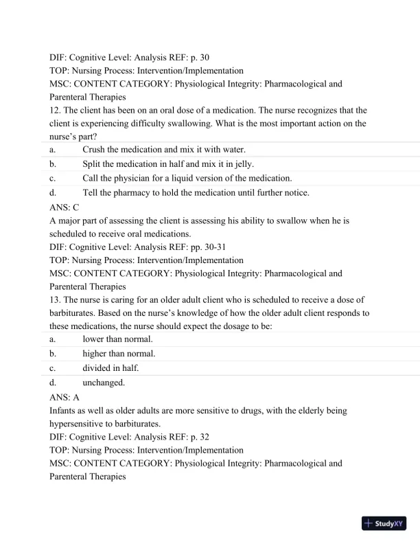 Pharmacology: A Patient-Centered Nursing Process Approach, (Kee, Pharmacology) 8th Edition Test Bank - Page 24 preview image
