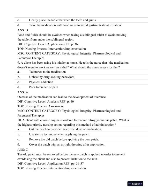 Pharmacology: A Patient-Centered Nursing Process Approach, (Kee, Pharmacology) 8th Edition Test Bank - Page 29 preview image