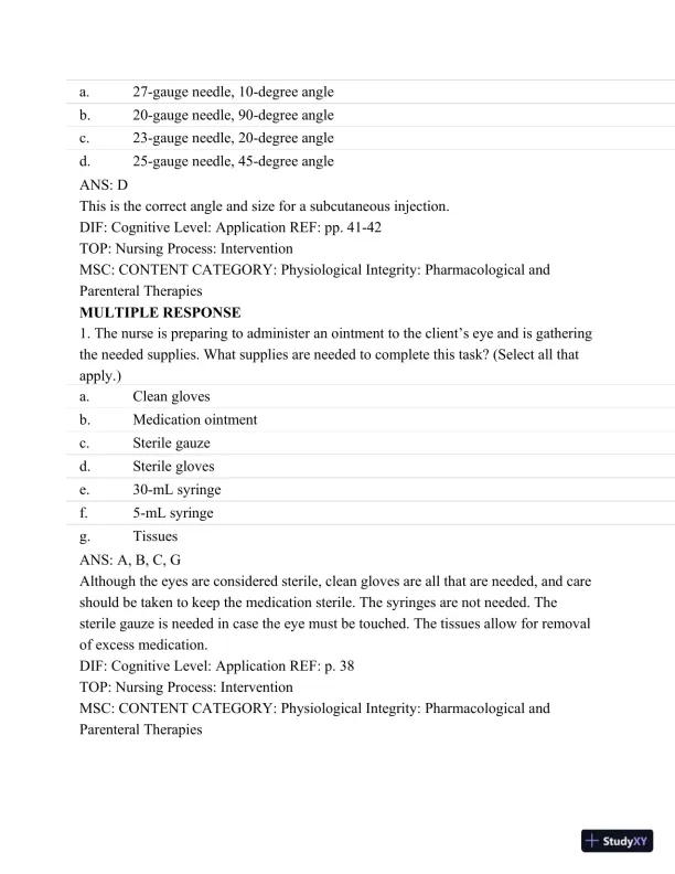 Pharmacology: A Patient-Centered Nursing Process Approach, (Kee, Pharmacology) 8th Edition Test Bank - Page 31 preview image