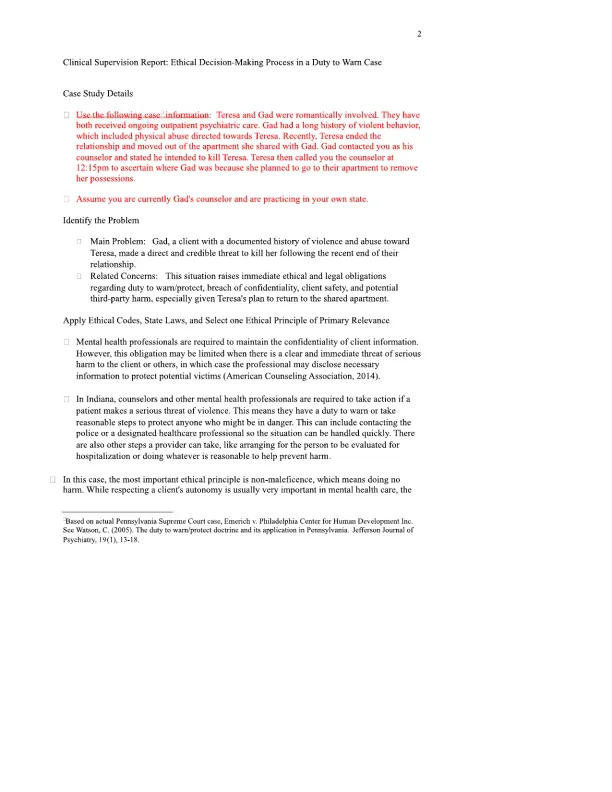 Clinical Supervision Report Week 2 - Page 2 preview image