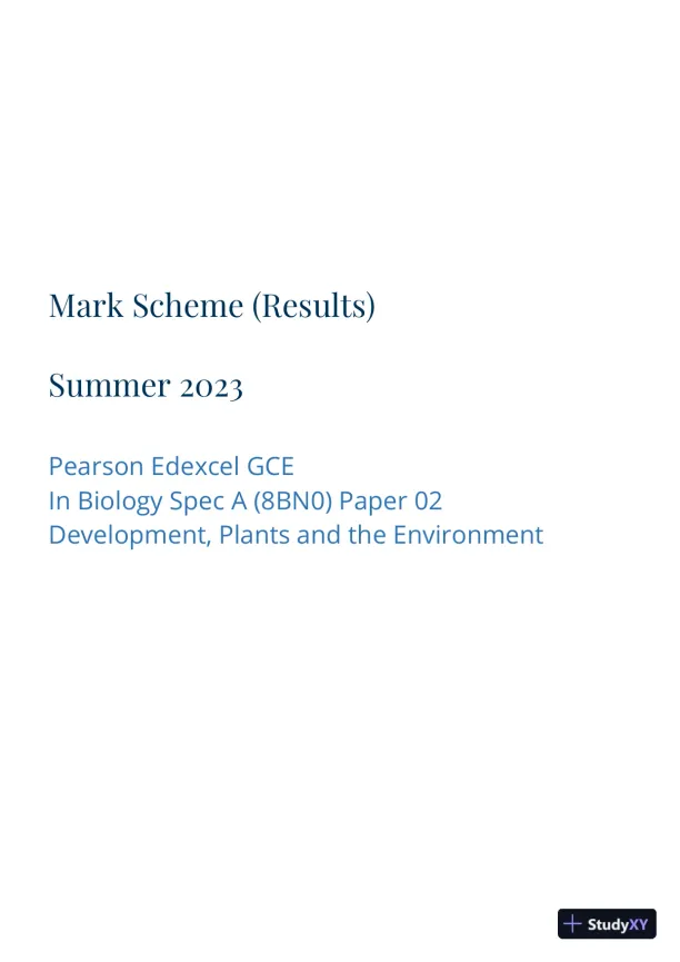2023 Pearson Edexcel GCE Environmental Science In Biology Spec A (8BN0) Paper 02 With Answers (33 Solved Questions) - Page 1 preview image