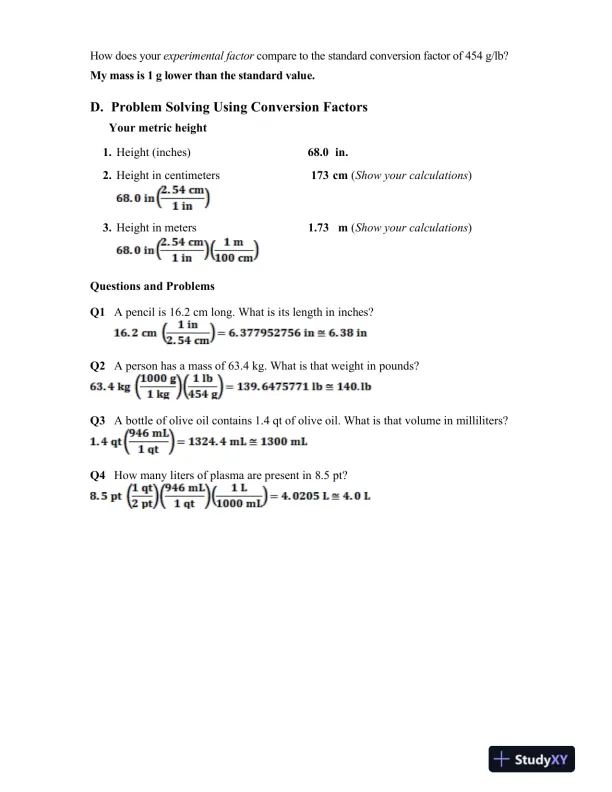 Solution Manual For Laboratory Manual for General, Organic, and Biological Chemistry, 3rd Edition - Page 9 preview image