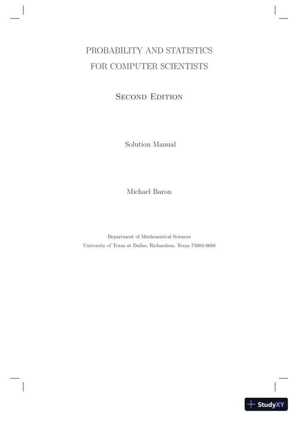 Solution Manual for Probability and Statistics for Computer Scientists, 10th Edition - Page 1 preview image