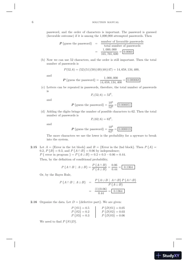 Solution Manual for Probability and Statistics for Computer Scientists, 10th Edition - Page 7 preview image