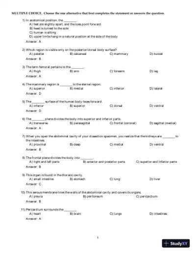 Test Bank For Human Anatomy and Physiology Laboratory Manual, Cat version, 13th Edition - Page 1 preview image