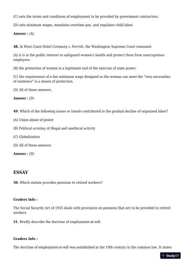 Employment And Labor Law, 9th Edition Test Bank - Page 13 preview image