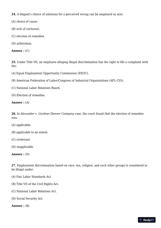 Employment And Labor Law, 9th Edition Test Bank - Page 7 preview image
