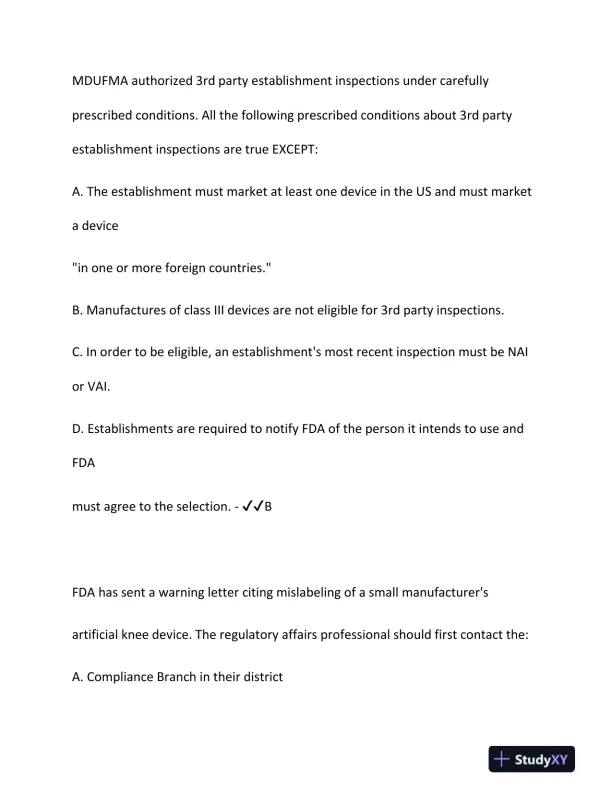 2024 DEVICE Clinical Analysis RAC Exam With Answers (187 Solved Questions) - Page 15 preview image