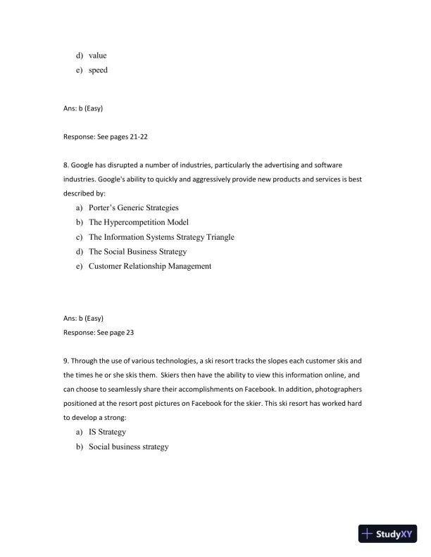 Test Bank for Managing and Using Information Systems: A Strategic Approach, 7th Edition (Chapters 1-13) - Page 10 preview image