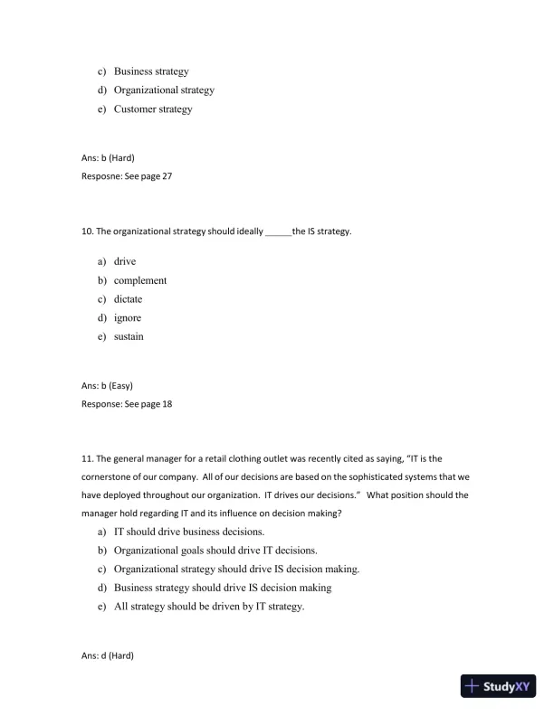 Test Bank for Managing and Using Information Systems: A Strategic Approach, 7th Edition (Chapters 1-13) - Page 11 preview image
