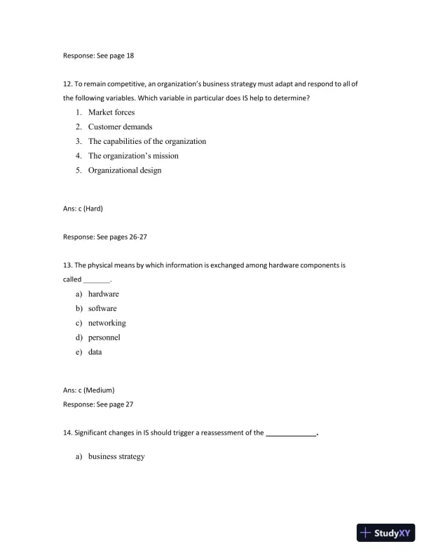 Test Bank for Managing and Using Information Systems: A Strategic Approach, 7th Edition (Chapters 1-13) - Page 12 preview image