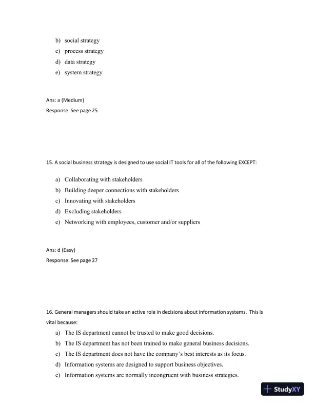 Test Bank for Managing and Using Information Systems: A Strategic Approach, 7th Edition (Chapters 1-13) - Page 13 preview image