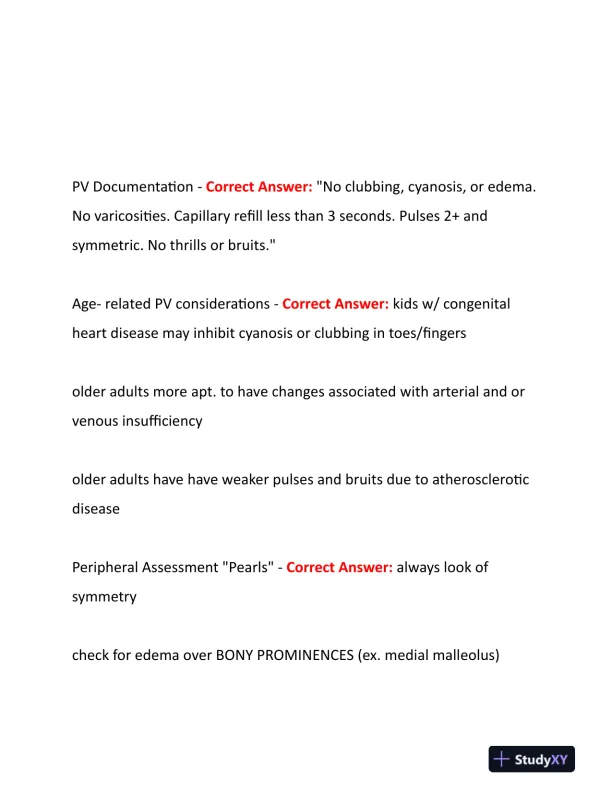 2023-2024 NURS507 Cardiovascular Study Guide With Answers (201 Solved Questions) - Page 16 preview image