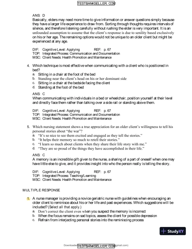Ebersole And Hess' Toward Healthy Aging: Human Needs And Nursing Response, 9th Edition Test Bank - Page 26 preview image