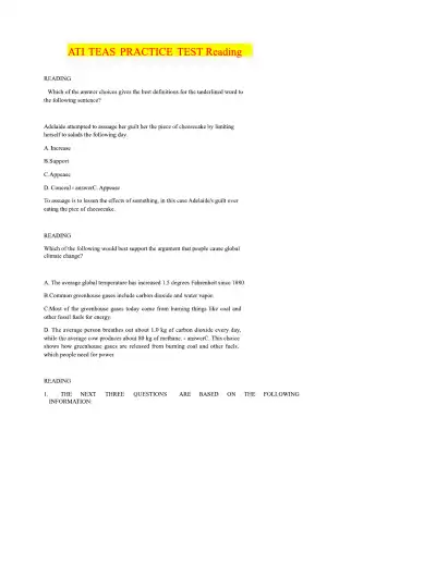 ATI TEAS PRACTICE TEST Reading - Page 1 preview image
