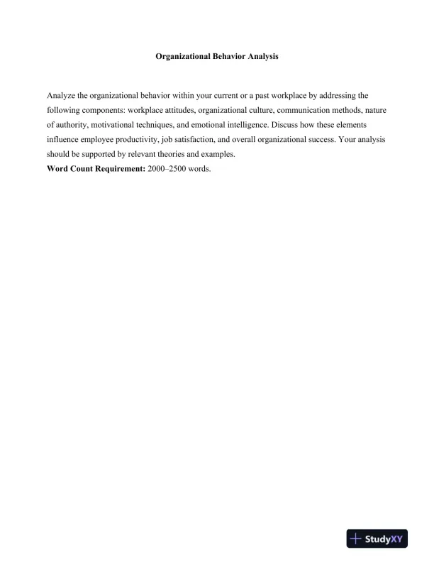 Organizational Behavior Analysis - Page 1 preview image
