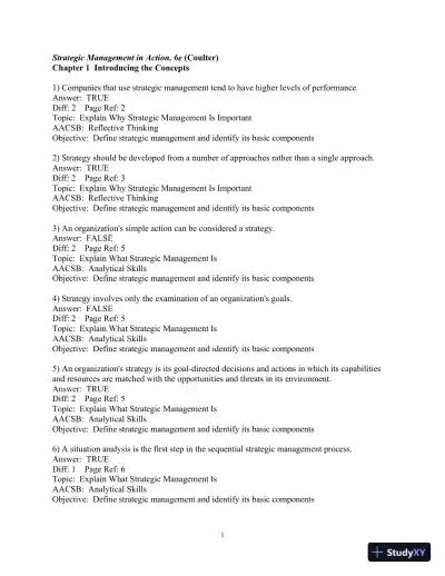Strategic Management in Action, 6th Edition Test Bank - Page 1 preview image
