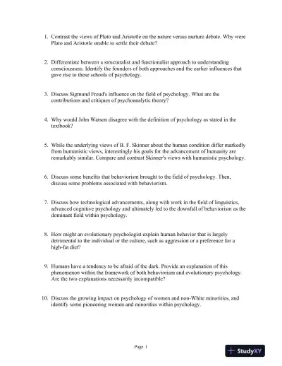 Introducing Psychology Third Edition Test Bank - Page 1 preview image