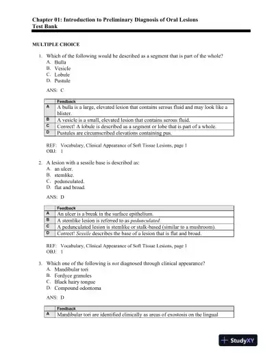 Oral Pathology for the Dental Hygienist 6th Edition Test Bank - Page 1 preview image