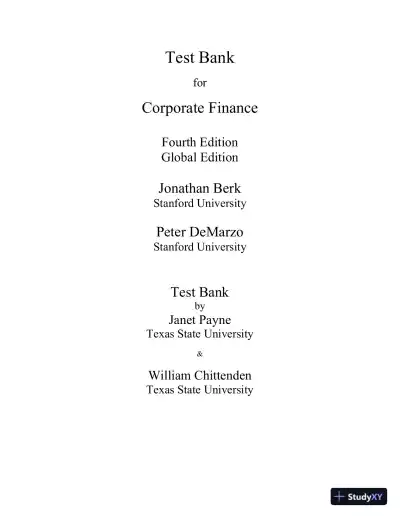 Corporate Finance, Global Second Edition Test Bank - Page 1 preview image