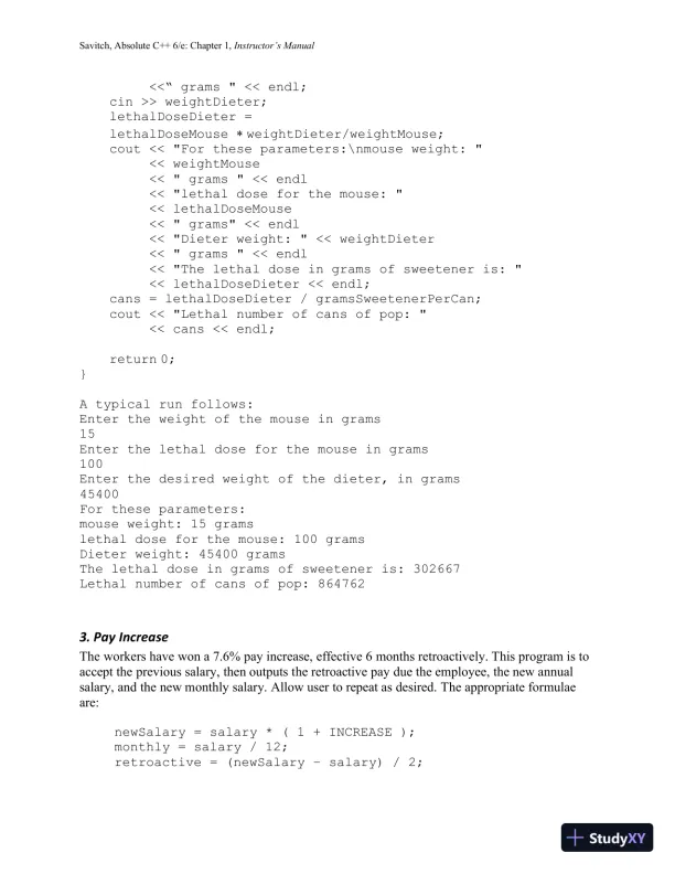 Solution Manual for Absolute C++, 6th Edition - Page 10 preview image