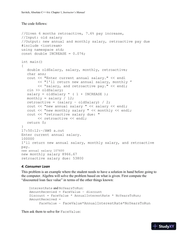 Solution Manual for Absolute C++, 6th Edition - Page 11 preview image