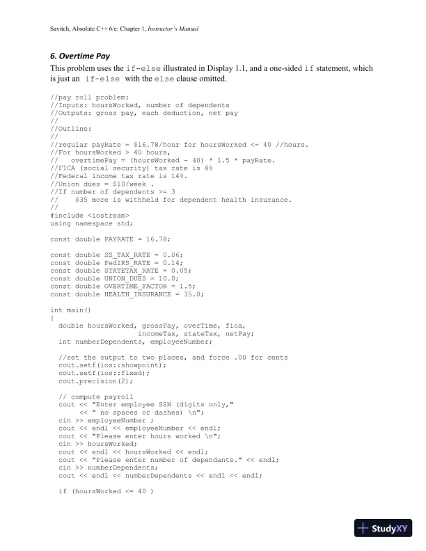 Solution Manual for Absolute C++, 6th Edition - Page 13 preview image