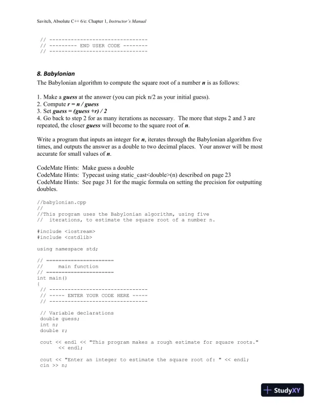 Solution Manual for Absolute C++, 6th Edition - Page 17 preview image