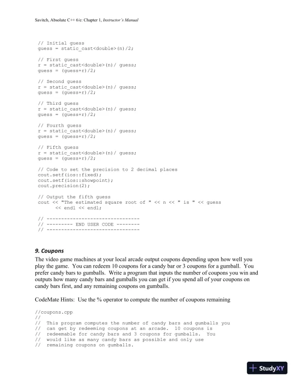 Solution Manual for Absolute C++, 6th Edition - Page 18 preview image