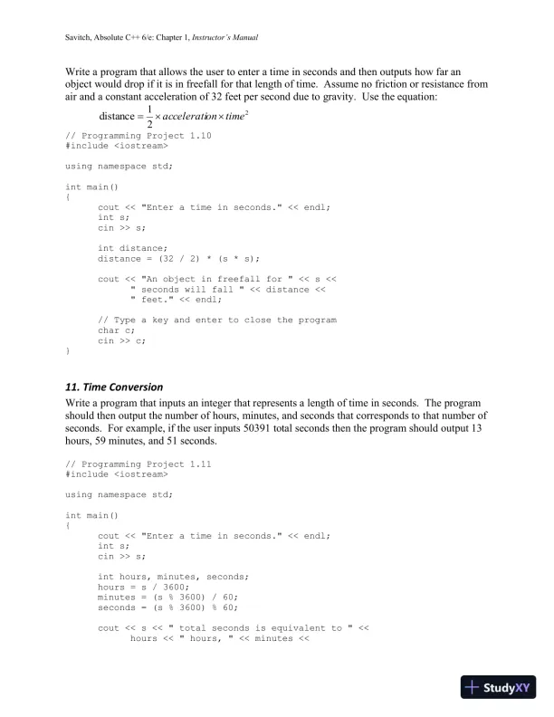 Solution Manual for Absolute C++, 6th Edition - Page 20 preview image