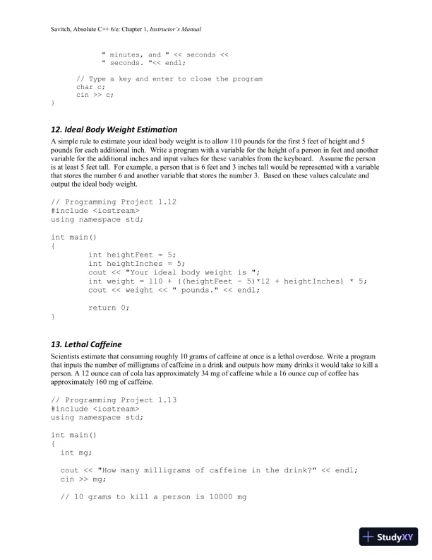 Solution Manual for Absolute C++, 6th Edition - Page 21 preview image