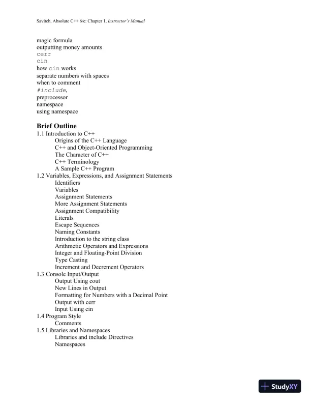 Solution Manual for Absolute C++, 6th Edition - Page 3 preview image