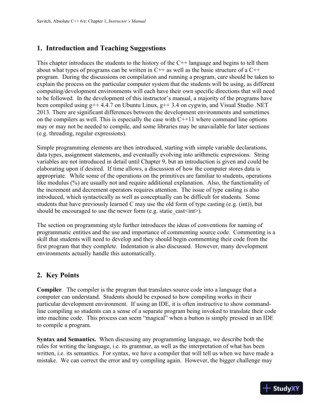 Solution Manual for Absolute C++, 6th Edition - Page 4 preview image