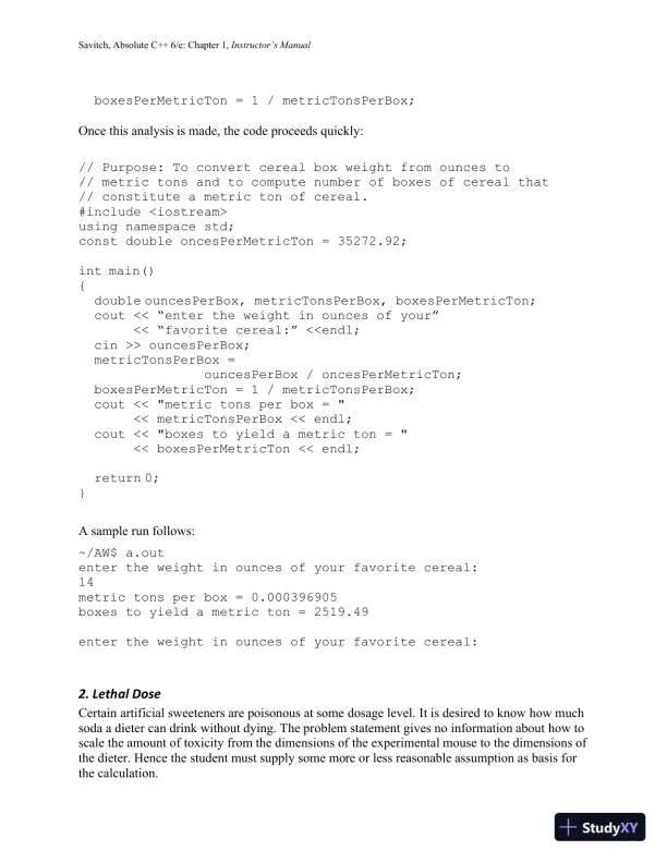 Solution Manual for Absolute C++, 6th Edition - Page 8 preview image