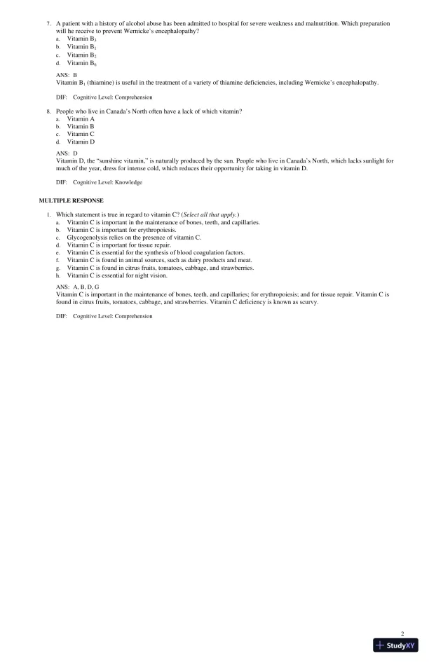 Test Bank for Lilley's Pharmacology for Canadian Health Care Practice, 4th Edition (Chapters 1-58) - Page 20 preview image