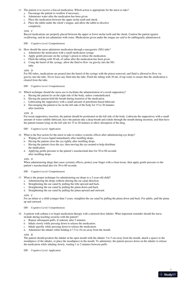 Test Bank for Lilley's Pharmacology for Canadian Health Care Practice, 4th Edition (Chapters 1-58) - Page 23 preview image