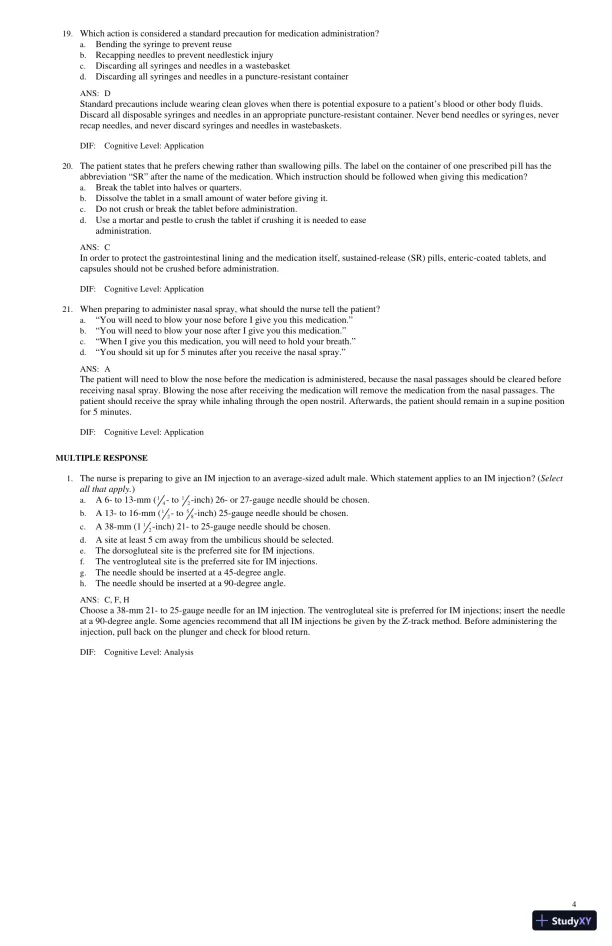 Test Bank for Lilley's Pharmacology for Canadian Health Care Practice, 4th Edition (Chapters 1-58) - Page 24 preview image