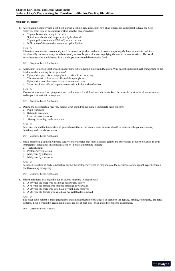 Test Bank for Lilley's Pharmacology for Canadian Health Care Practice, 4th Edition (Chapters 1-58) - Page 28 preview image